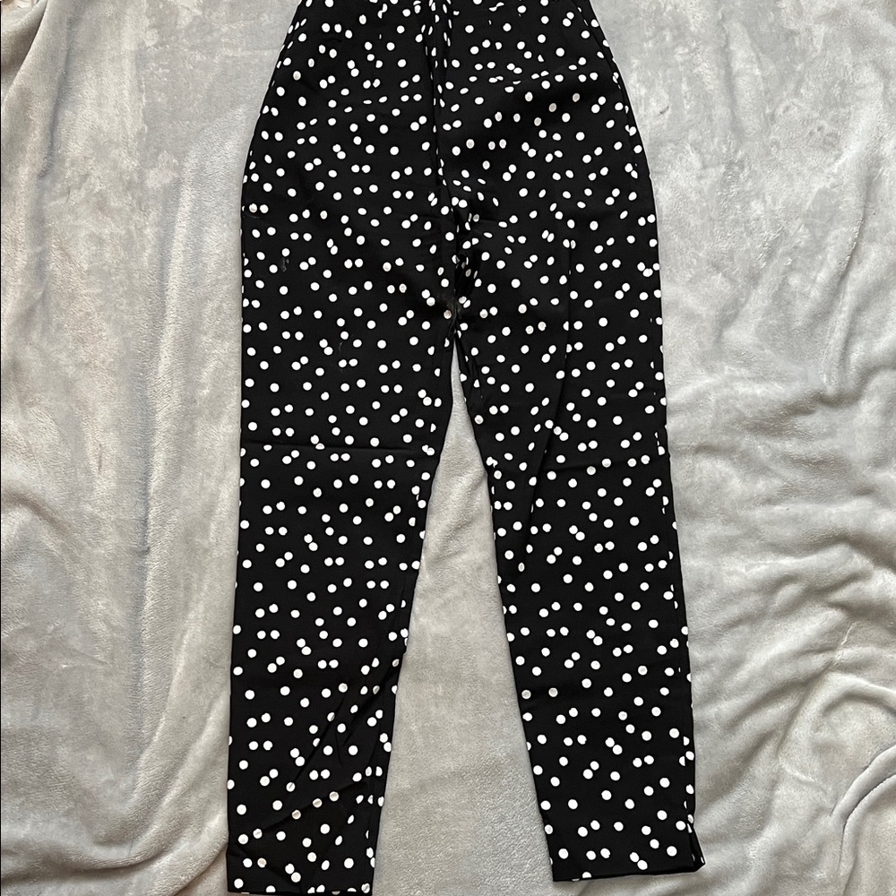 Time and Tru Size 6 Black and White Polka Dot Straight Leg Pants
